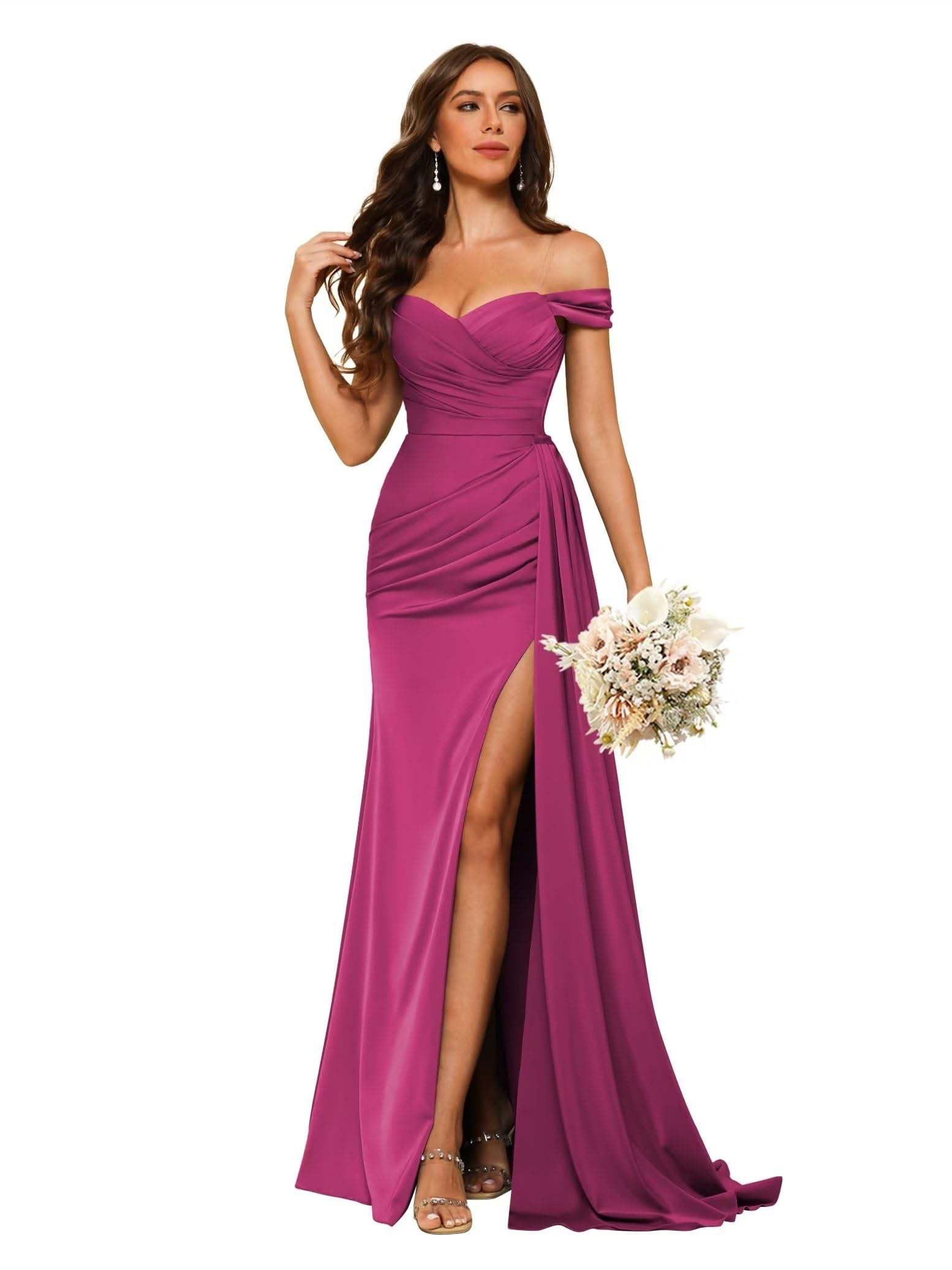 Sweetheart Neck Floor-Length Bridesmaid Dresses in Chiffon Satin with Mermaid/Trumpet Silhouette