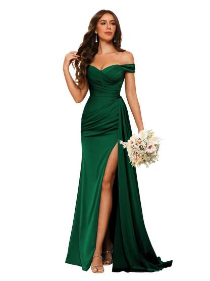Sweetheart Neck Floor-Length Bridesmaid Dresses in Chiffon Satin with Mermaid/Trumpet Silhouette