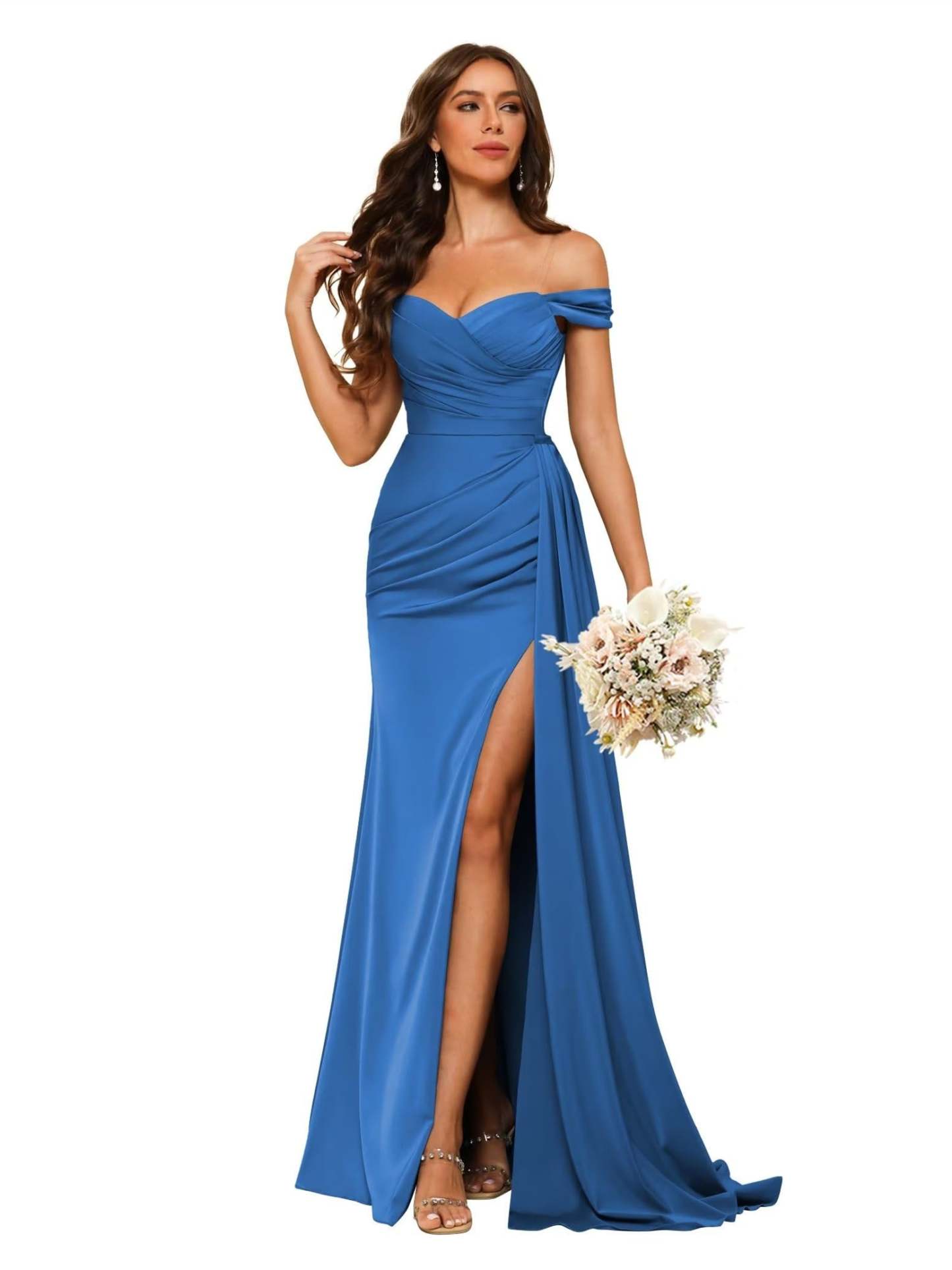 Sweetheart Neck Floor-Length Bridesmaid Dresses in Chiffon Satin with Mermaid/Trumpet Silhouette