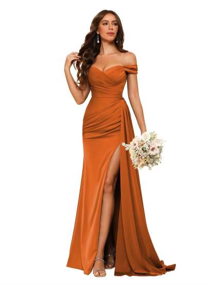 Sweetheart Neck Floor-Length Bridesmaid Dresses in Chiffon Satin with Mermaid/Trumpet Silhouette
