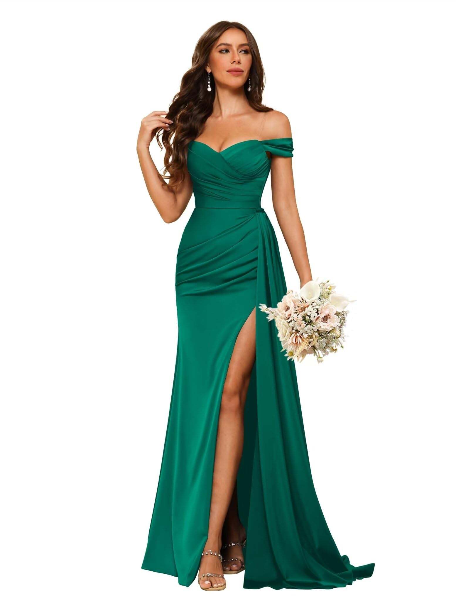 Sweetheart Neck Floor-Length Bridesmaid Dresses in Chiffon Satin with Mermaid/Trumpet Silhouette