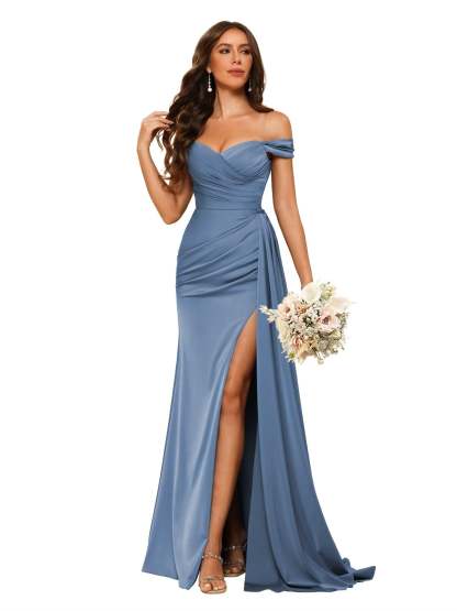 Sweetheart Neck Floor-Length Bridesmaid Dresses in Chiffon Satin with Mermaid/Trumpet Silhouette