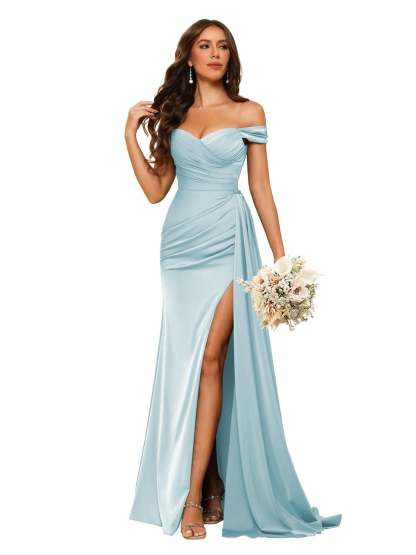 Sweetheart Neck Floor-Length Bridesmaid Dresses in Chiffon Satin with Mermaid/Trumpet Silhouette