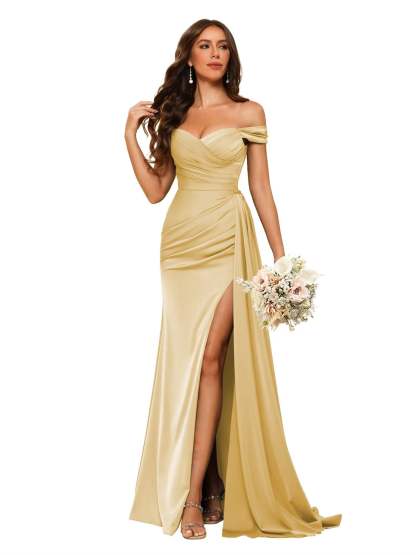 Sweetheart Neck Floor-Length Bridesmaid Dresses in Chiffon Satin with Mermaid/Trumpet Silhouette
