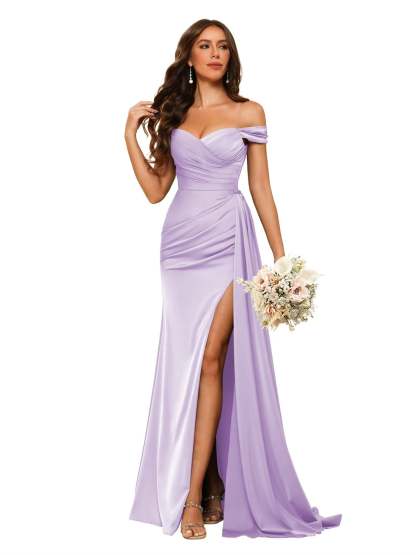 Sweetheart Neck Floor-Length Bridesmaid Dresses in Chiffon Satin with Mermaid/Trumpet Silhouette
