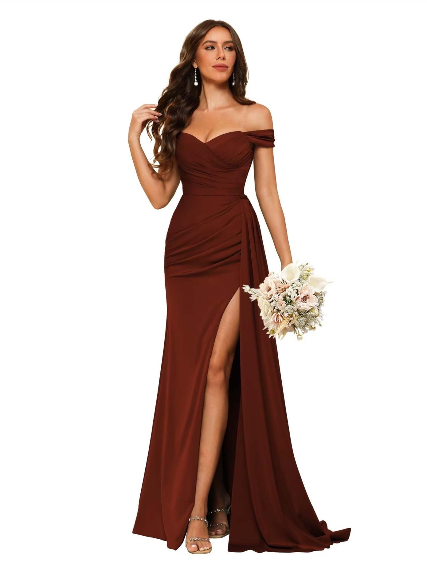 Sweetheart Neck Floor-Length Bridesmaid Dresses in Chiffon Satin with Mermaid/Trumpet Silhouette