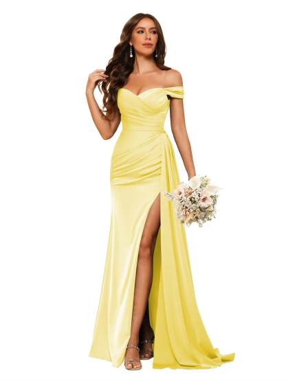 Sweetheart Neck Floor-Length Bridesmaid Dresses in Chiffon Satin with Mermaid/Trumpet Silhouette