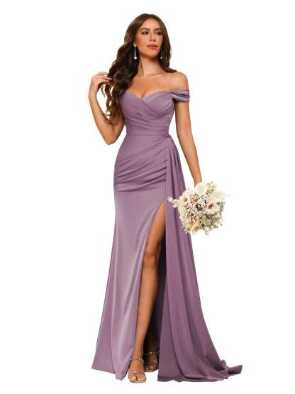 Sweetheart Neck Floor-Length Bridesmaid Dresses in Chiffon Satin with Mermaid/Trumpet Silhouette