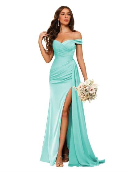 Sweetheart Neck Floor-Length Bridesmaid Dresses in Chiffon Satin with Mermaid/Trumpet Silhouette