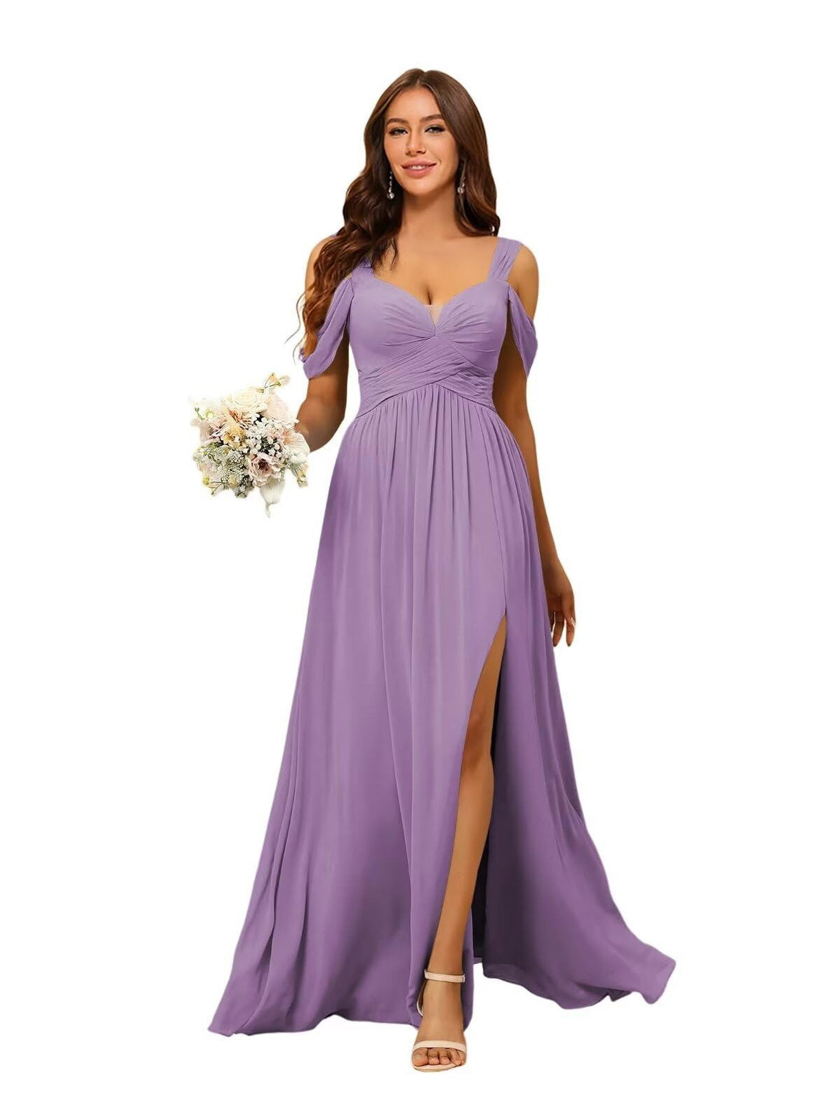 Sweetheart Sleeveless Floor-Length Chiffon Bridesmaid Dress in A-Line/Princess Style
