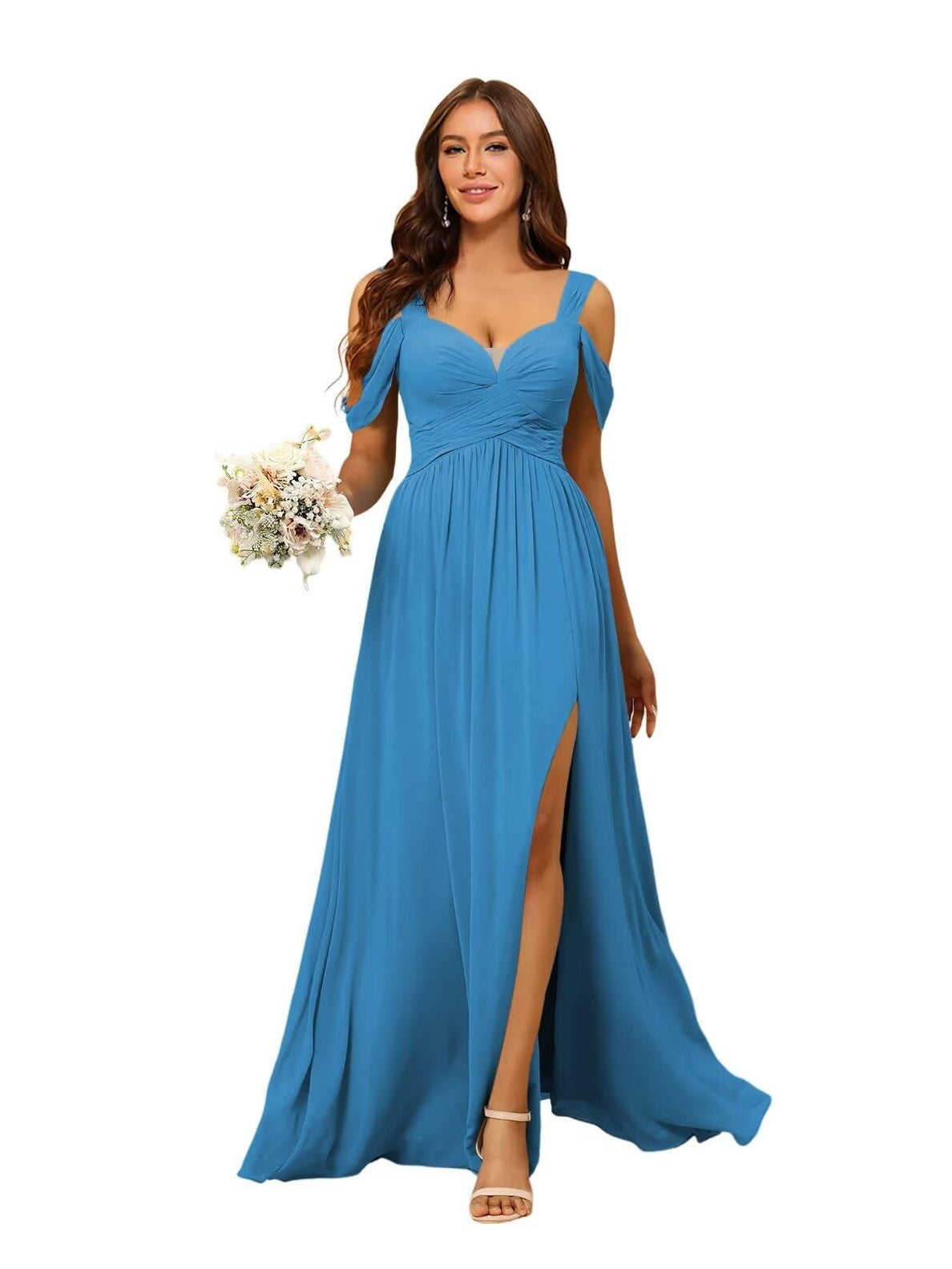 Sweetheart Sleeveless Floor-Length Chiffon Bridesmaid Dress in A-Line/Princess Style