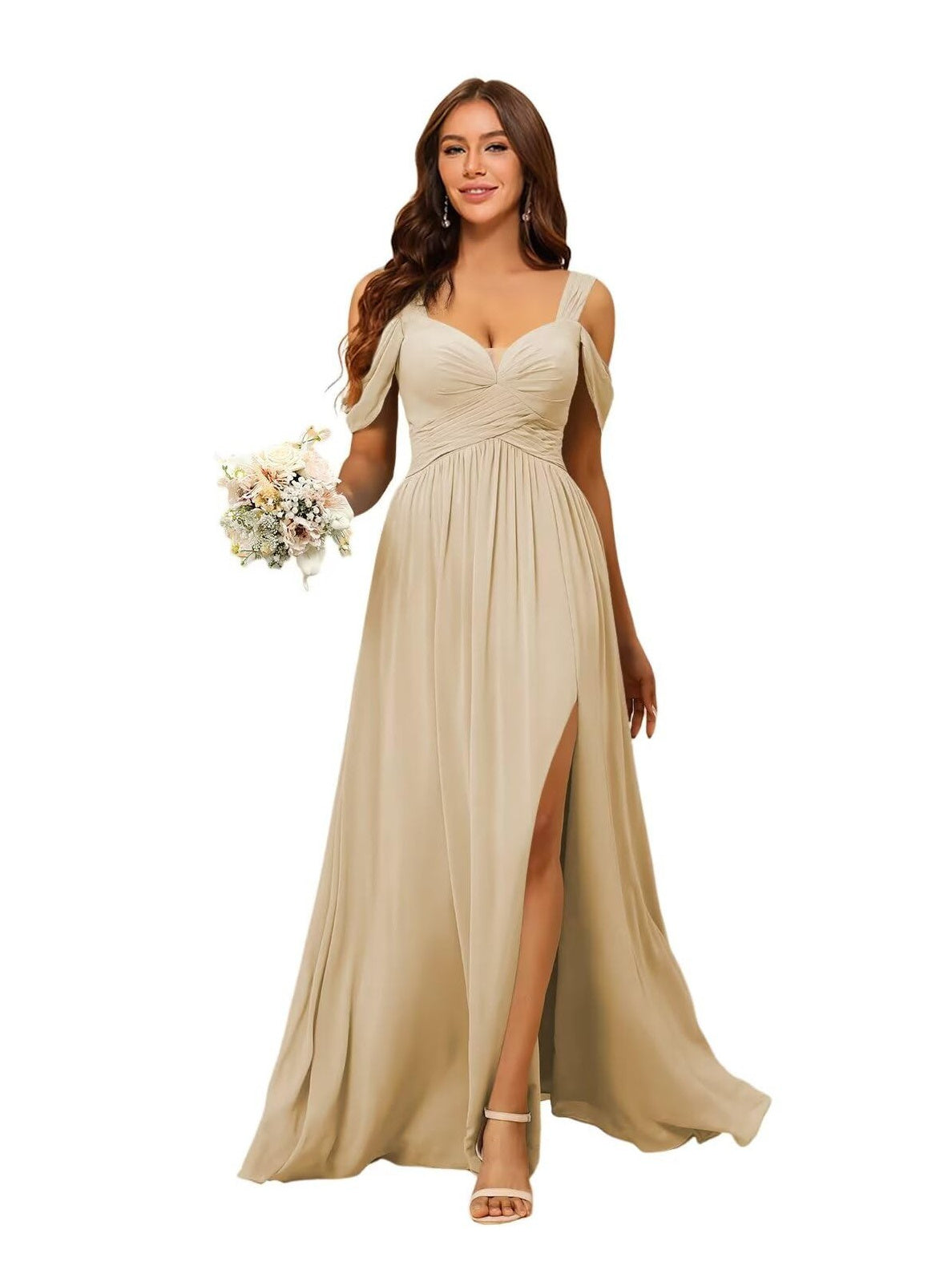 Sweetheart Sleeveless Floor-Length Chiffon Bridesmaid Dress in A-Line/Princess Style