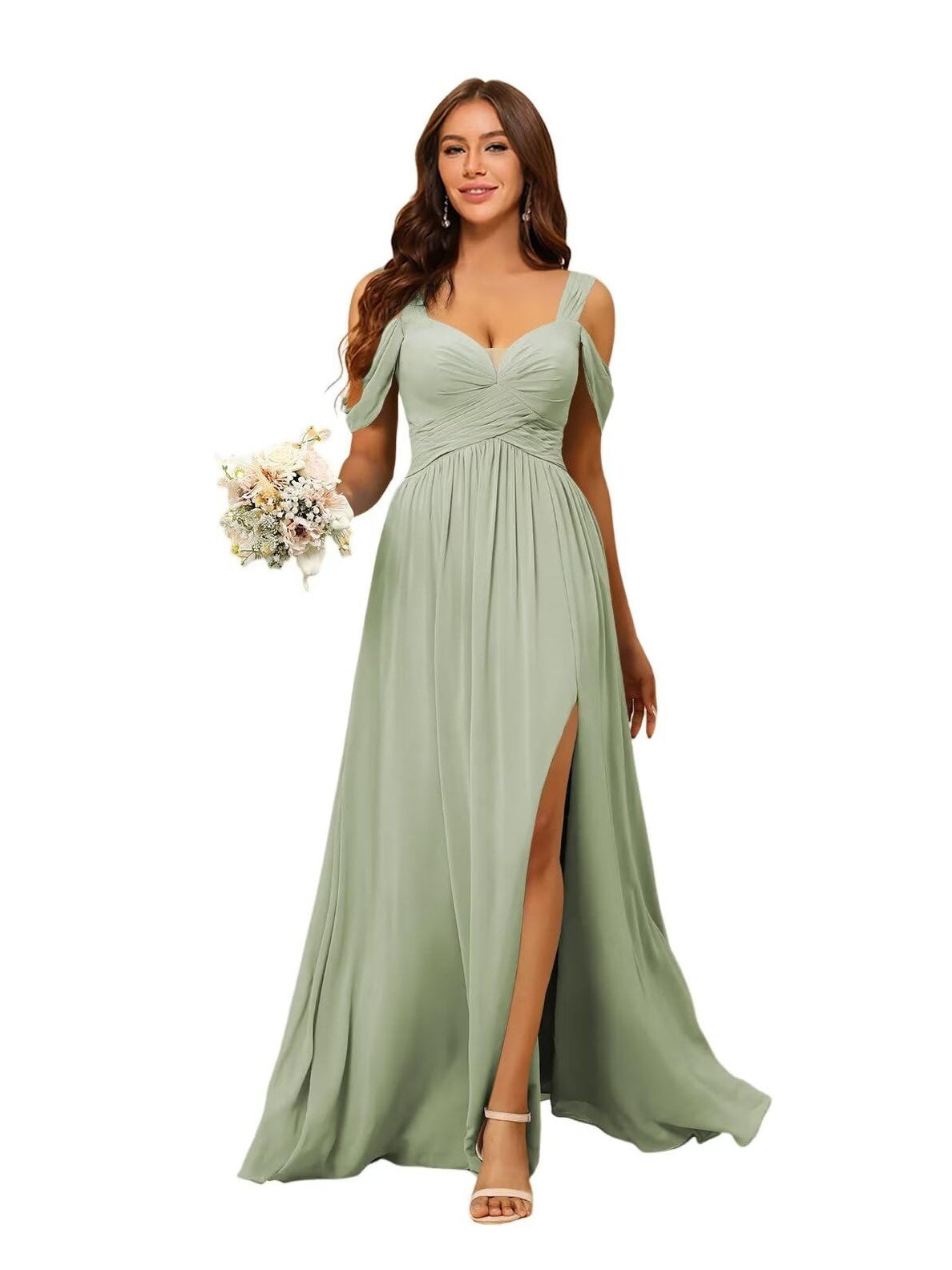 Sweetheart Sleeveless Floor-Length Chiffon Bridesmaid Dress in A-Line/Princess Style
