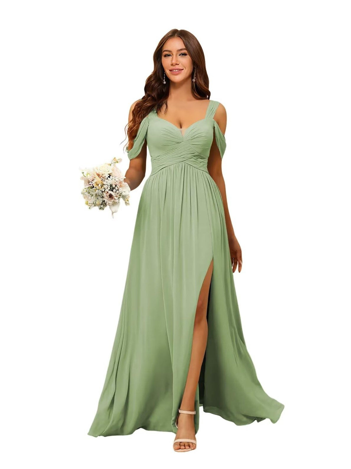 Sweetheart Sleeveless Floor-Length Chiffon Bridesmaid Dress in A-Line/Princess Style