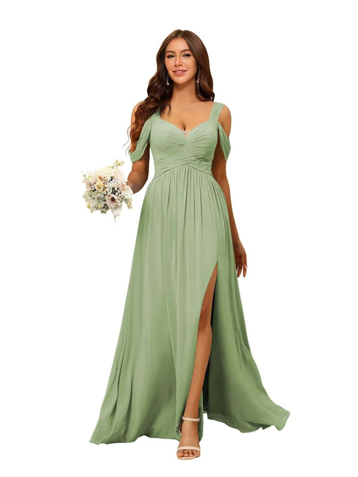 Sweetheart Sleeveless Floor-Length Chiffon Bridesmaid Dress in A-Line/Princess Style