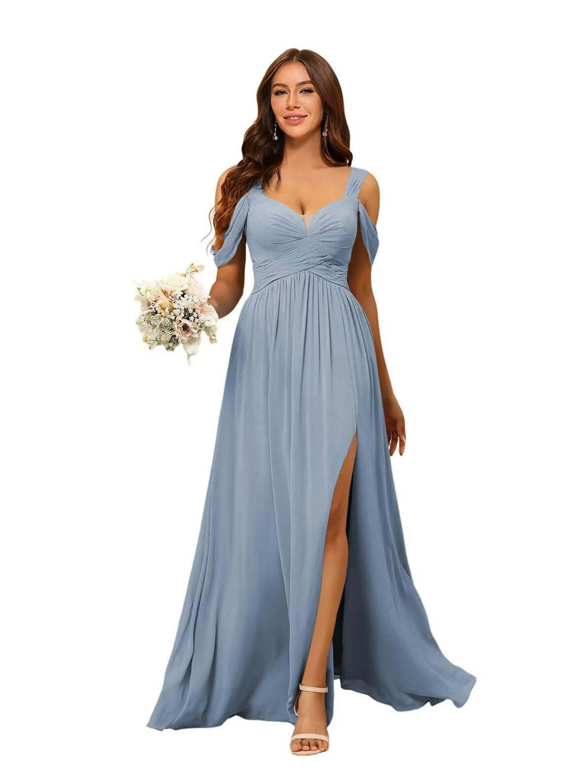 Sweetheart Sleeveless Floor-Length Chiffon Bridesmaid Dress in A-Line/Princess Style