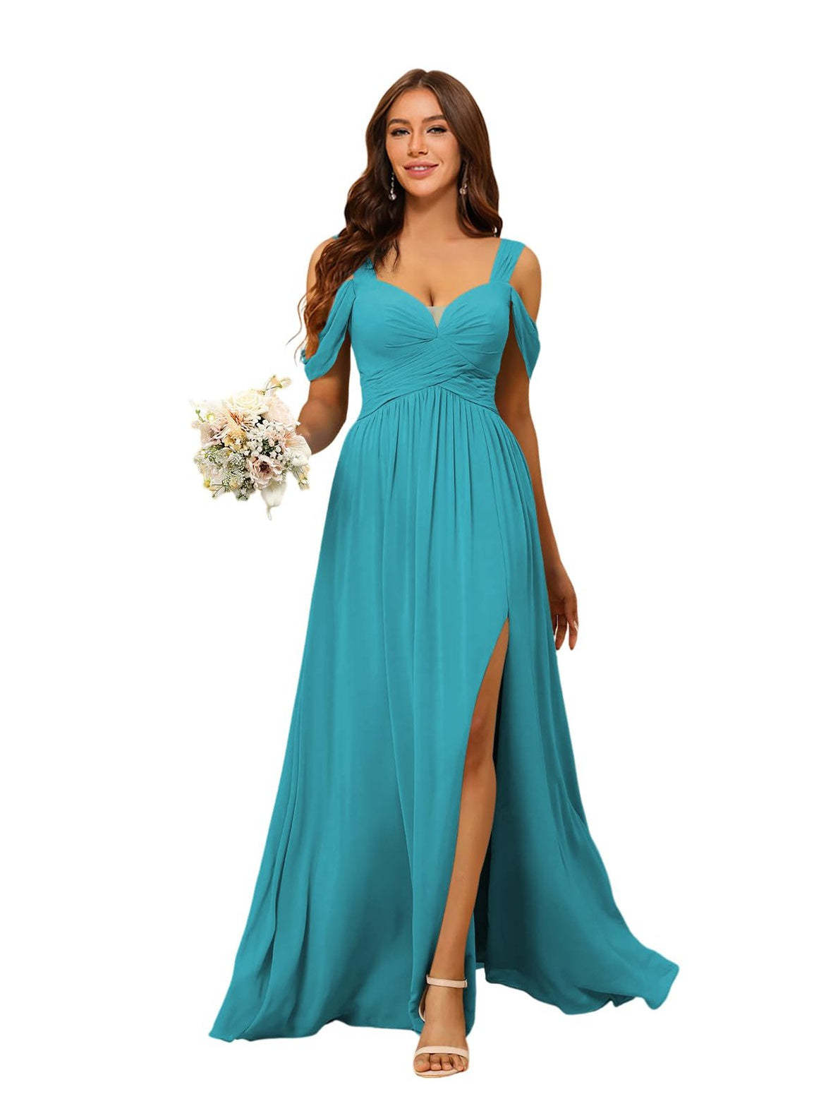Sweetheart Sleeveless Floor-Length Chiffon Bridesmaid Dress in A-Line/Princess Style