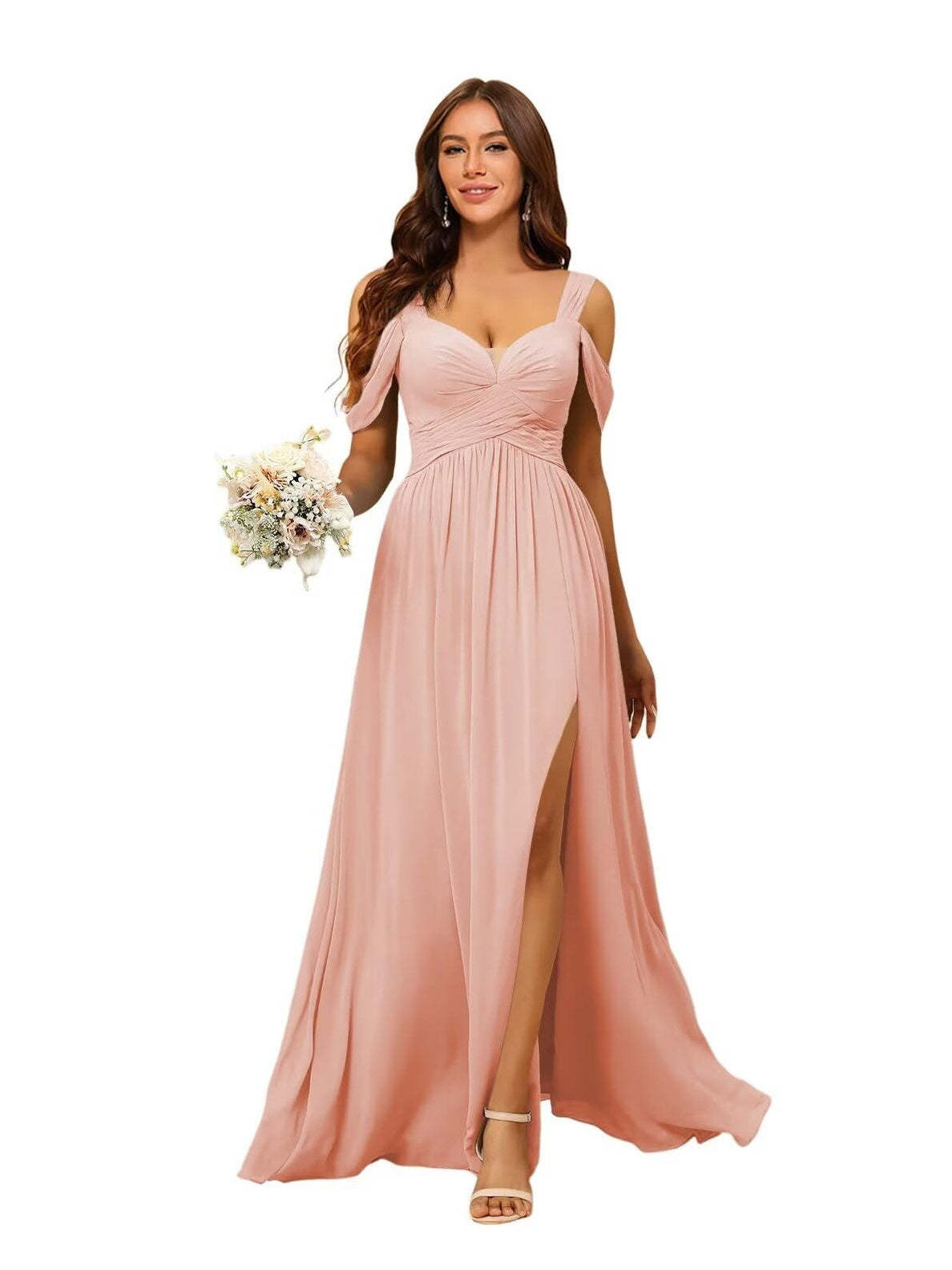 Sweetheart Sleeveless Floor-Length Chiffon Bridesmaid Dress in A-Line/Princess Style