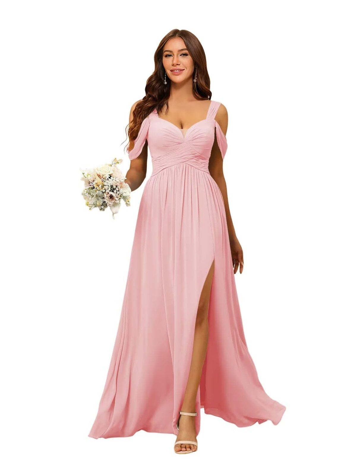 Sweetheart Sleeveless Floor-Length Chiffon Bridesmaid Dress in A-Line/Princess Style