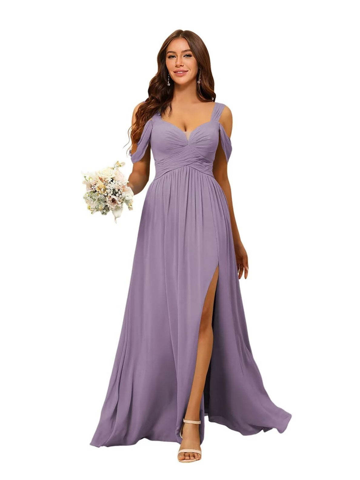 Sweetheart Sleeveless Floor-Length Chiffon Bridesmaid Dress in A-Line/Princess Style