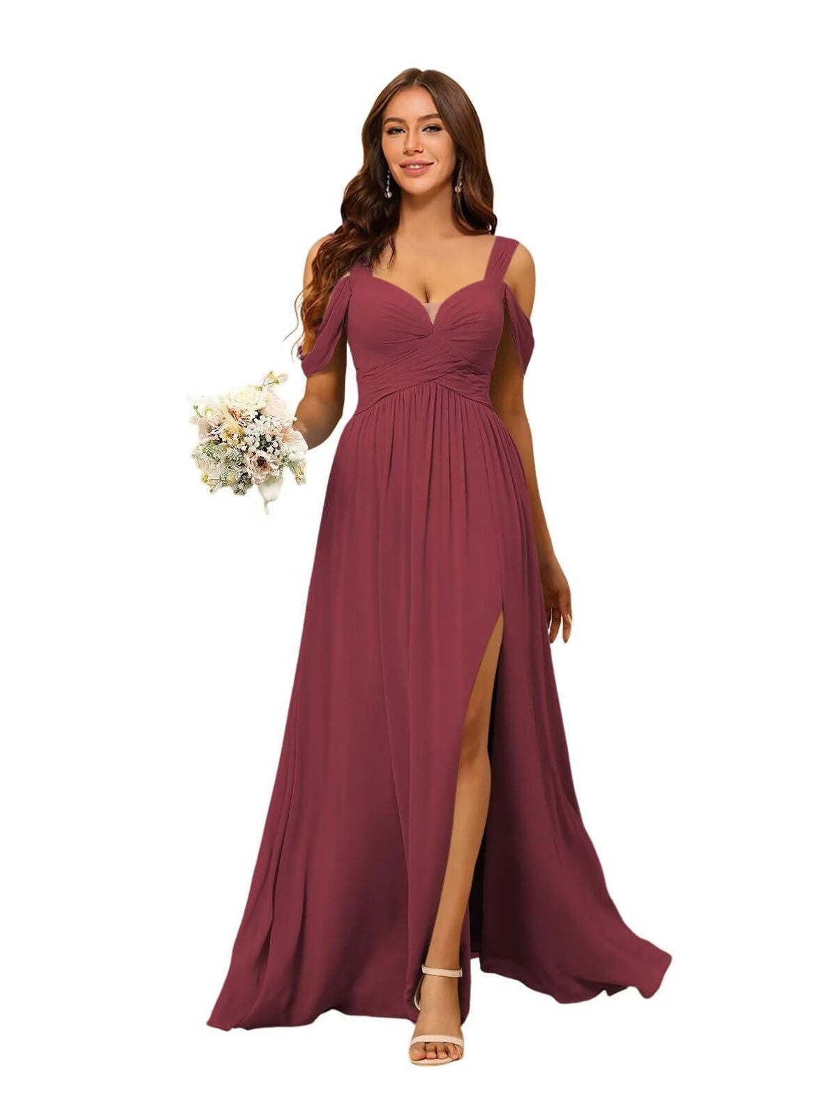 Sweetheart Sleeveless Floor-Length Chiffon Bridesmaid Dress in A-Line/Princess Style