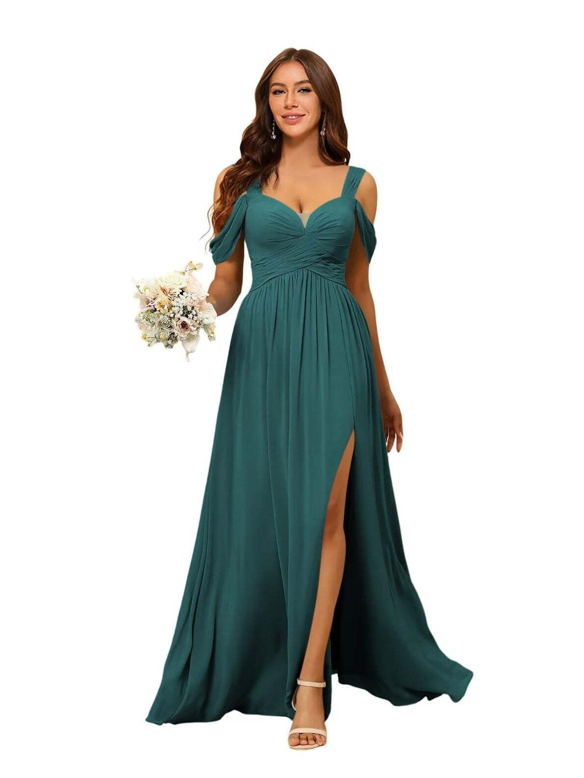 Sweetheart Sleeveless Floor-Length Chiffon Bridesmaid Dress in A-Line/Princess Style