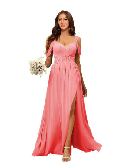 Sweetheart Sleeveless Floor-Length Chiffon Bridesmaid Dress in A-Line/Princess Style