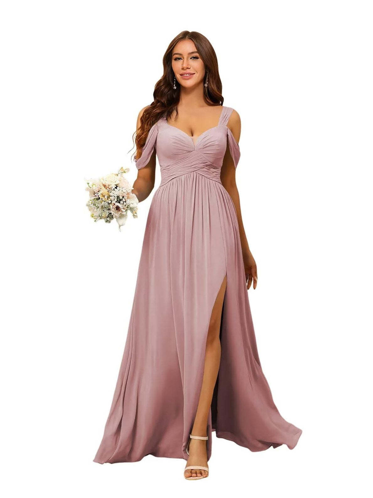 Sweetheart Sleeveless Floor-Length Chiffon Bridesmaid Dress in A-Line/Princess Style
