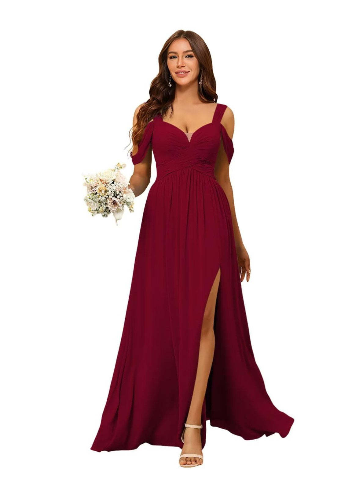 Sweetheart Sleeveless Floor-Length Chiffon Bridesmaid Dress in A-Line/Princess Style