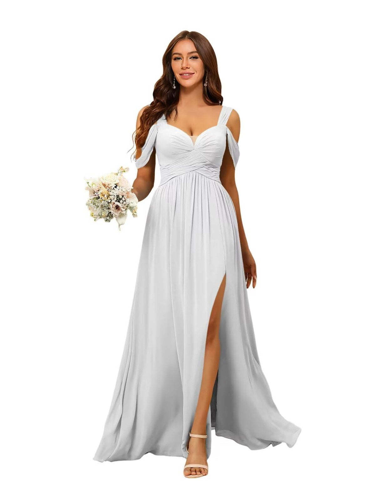 Sweetheart Sleeveless Floor-Length Chiffon Bridesmaid Dress in A-Line/Princess Style