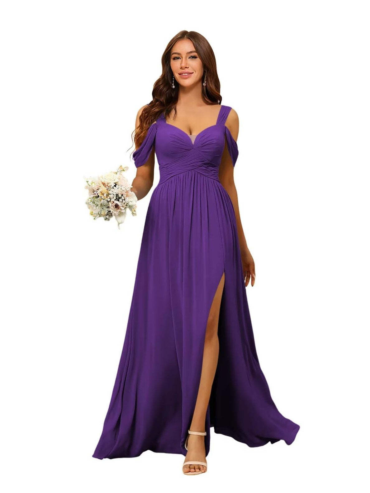 Sweetheart Sleeveless Floor-Length Chiffon Bridesmaid Dress in A-Line/Princess Style