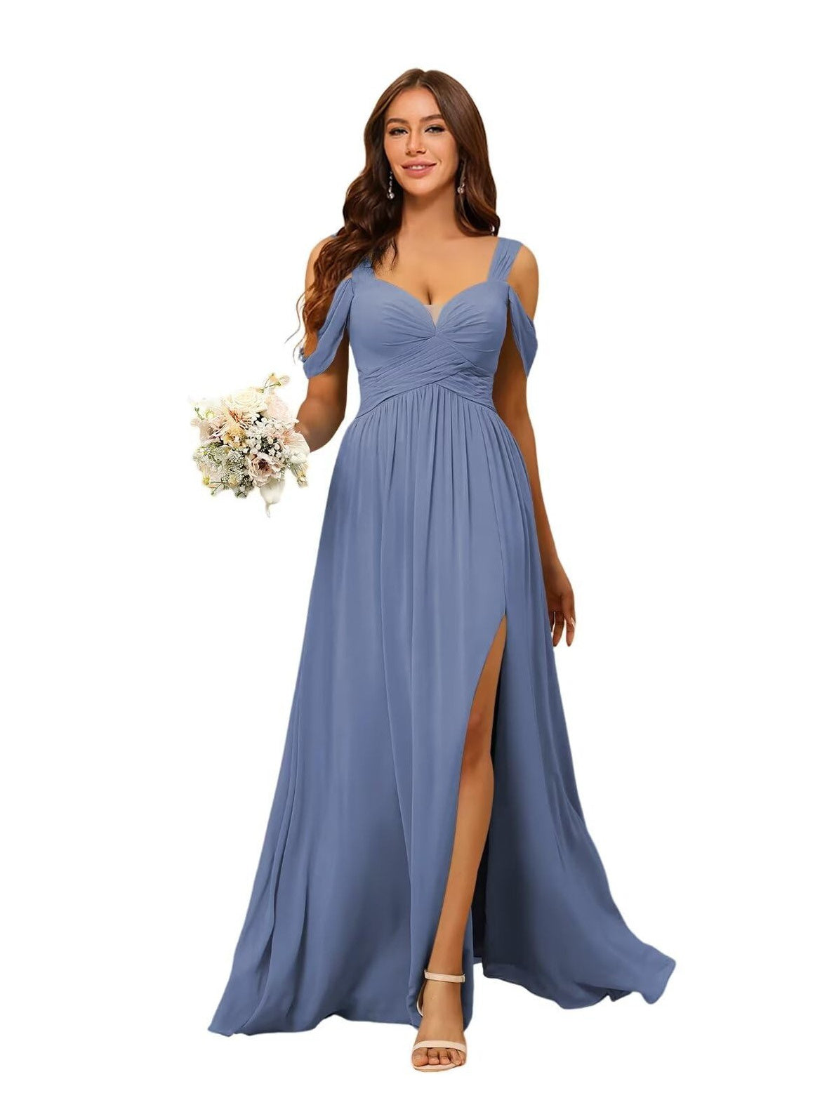 Sweetheart Sleeveless Floor-Length Chiffon Bridesmaid Dress in A-Line/Princess Style