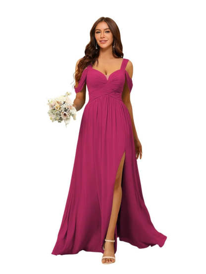 Sweetheart Sleeveless Floor-Length Chiffon Bridesmaid Dress in A-Line/Princess Style