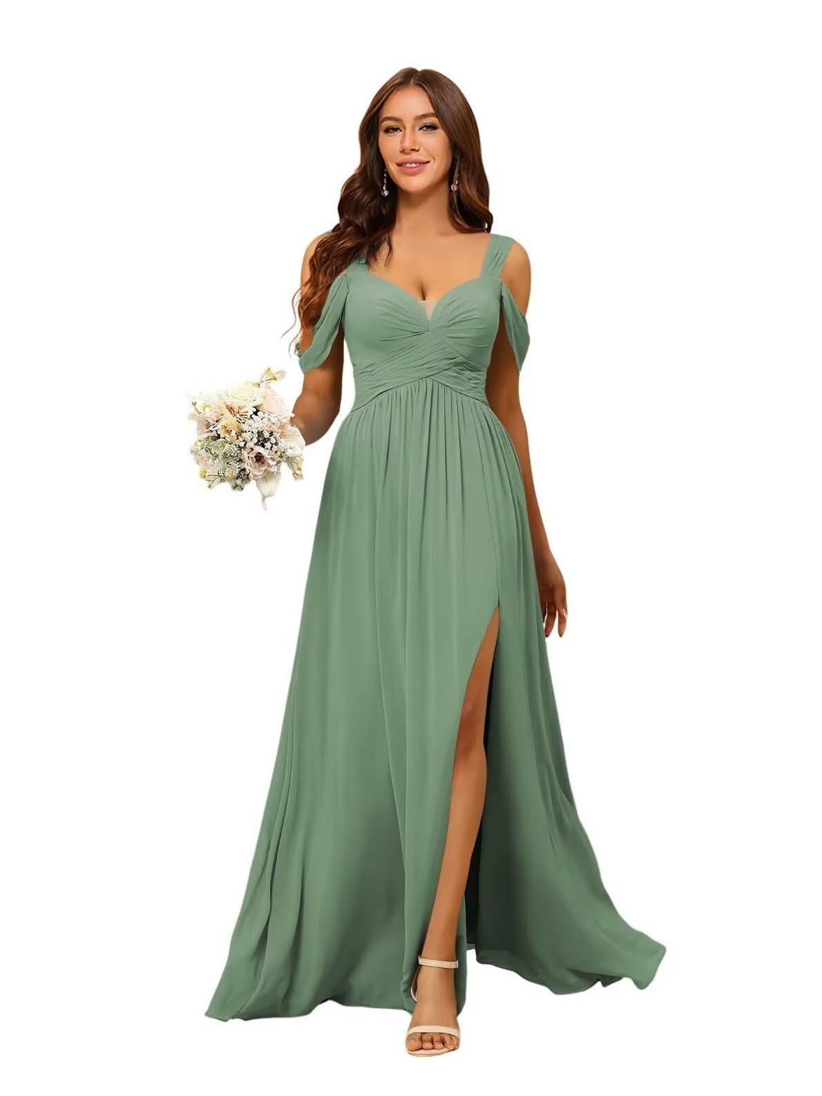Sweetheart Sleeveless Floor-Length Chiffon Bridesmaid Dress in A-Line/Princess Style