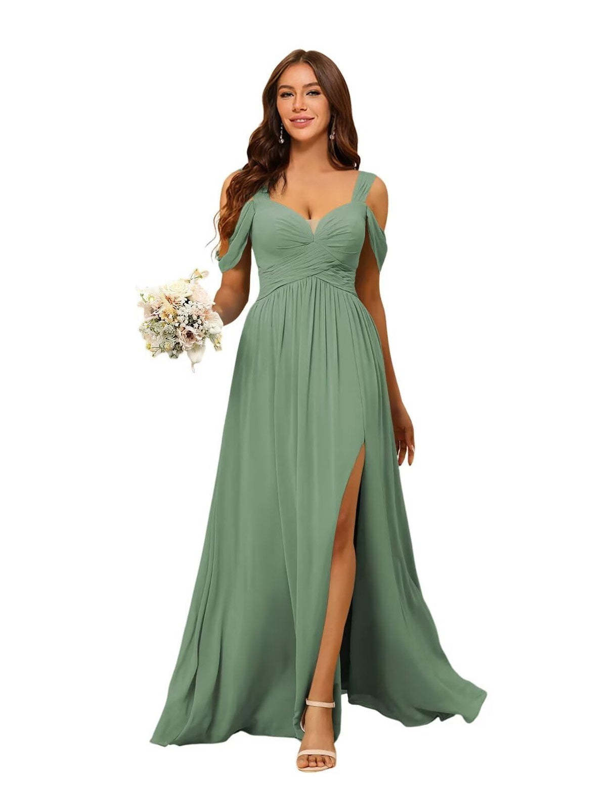 Sweetheart Sleeveless Floor-Length Chiffon Bridesmaid Dress in A-Line/Princess Style