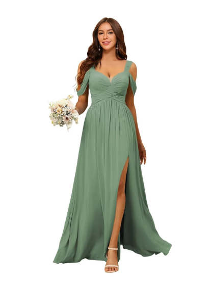 Sweetheart Sleeveless Floor-Length Chiffon Bridesmaid Dress in A-Line/Princess Style
