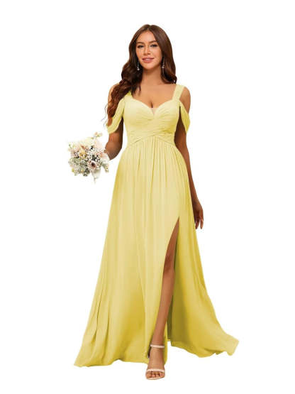 Sweetheart Sleeveless Floor-Length Chiffon Bridesmaid Dress in A-Line/Princess Style