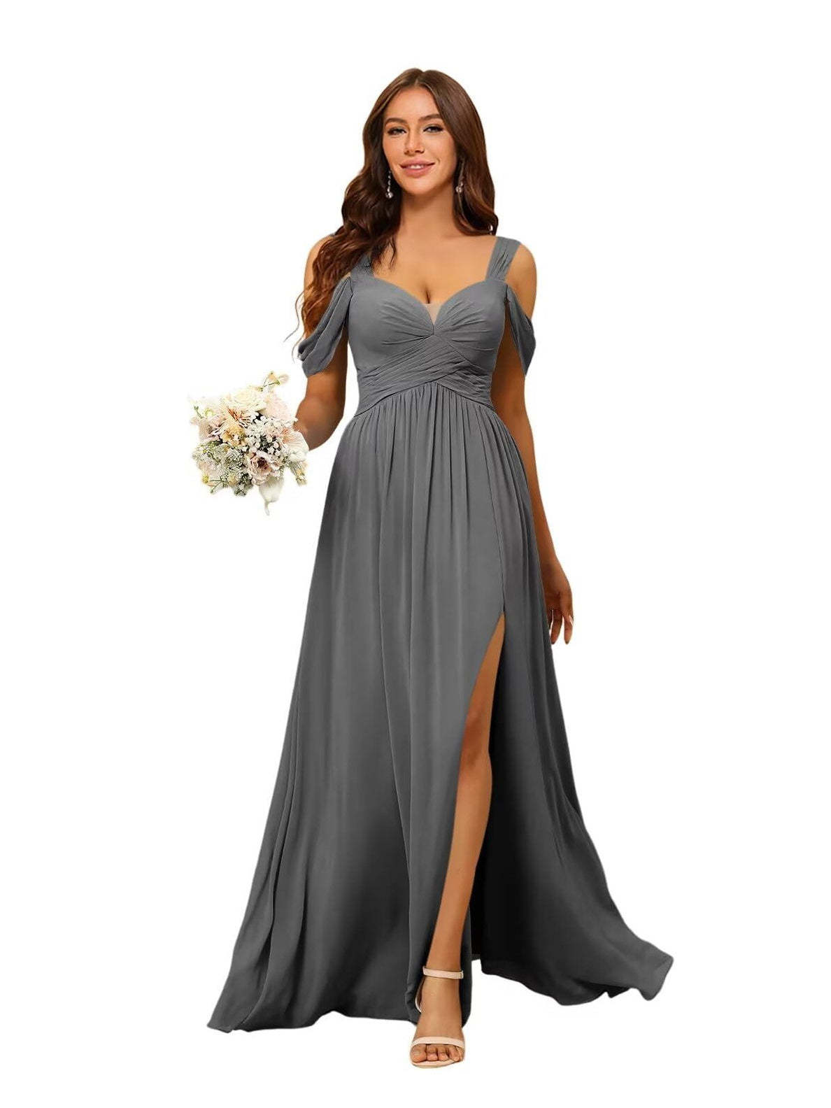 Sweetheart Sleeveless Floor-Length Chiffon Bridesmaid Dress in A-Line/Princess Style
