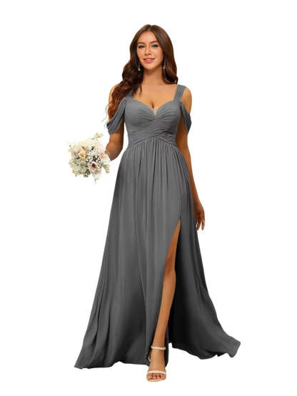 Sweetheart Sleeveless Floor-Length Chiffon Bridesmaid Dress in A-Line/Princess Style