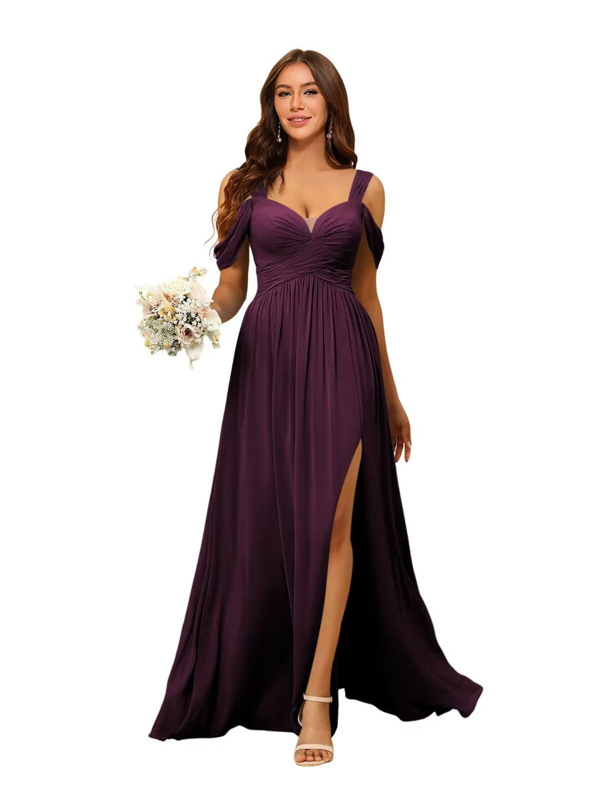 Sweetheart Sleeveless Floor-Length Chiffon Bridesmaid Dress in A-Line/Princess Style