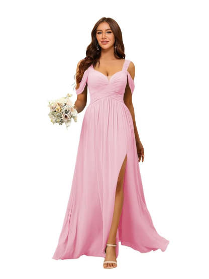 Sweetheart Sleeveless Floor-Length Chiffon Bridesmaid Dress in A-Line/Princess Style
