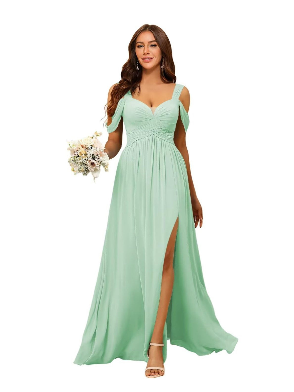 Sweetheart Sleeveless Floor-Length Chiffon Bridesmaid Dress in A-Line/Princess Style