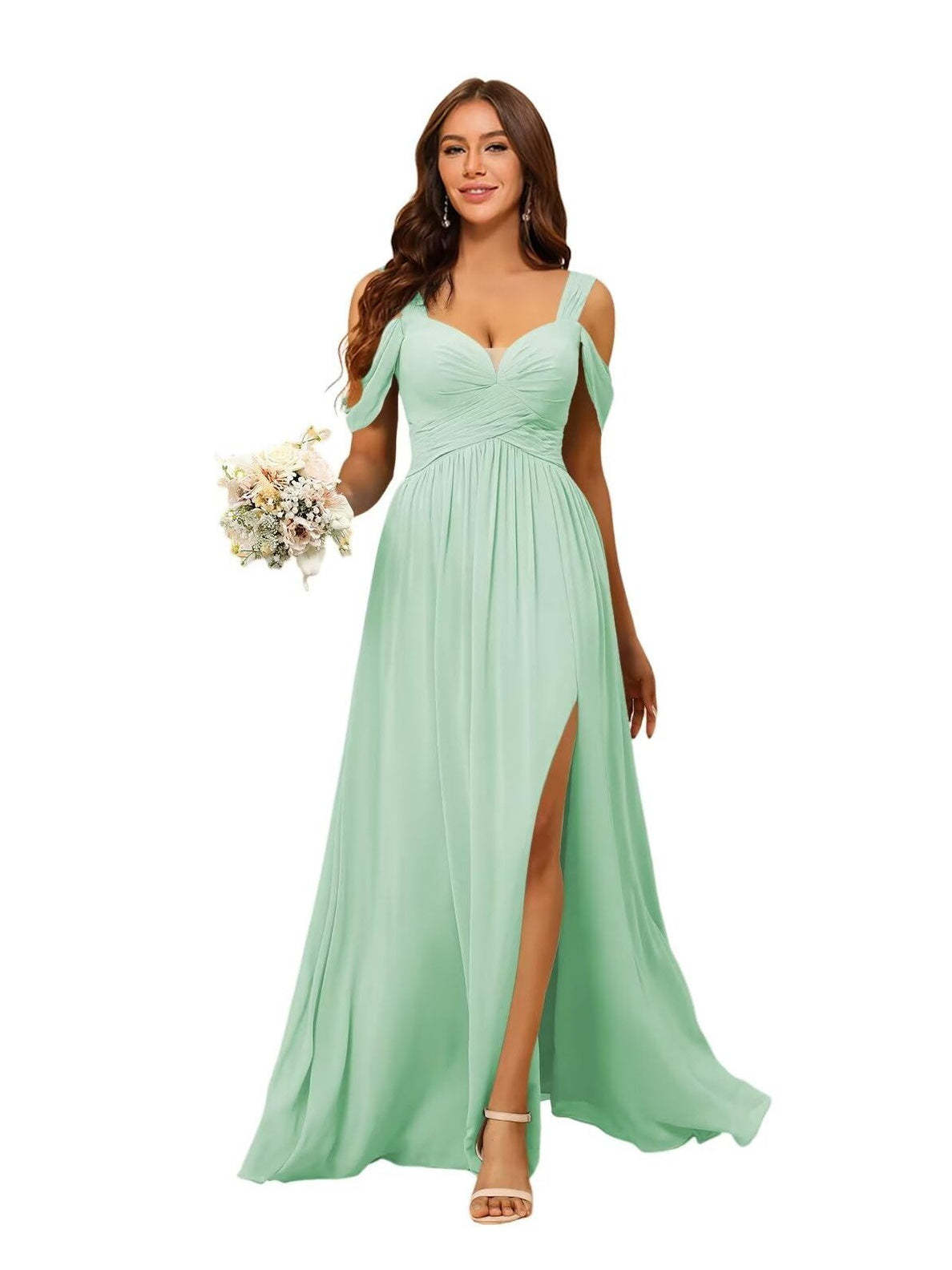 Sweetheart Sleeveless Floor-Length Chiffon Bridesmaid Dress in A-Line/Princess Style
