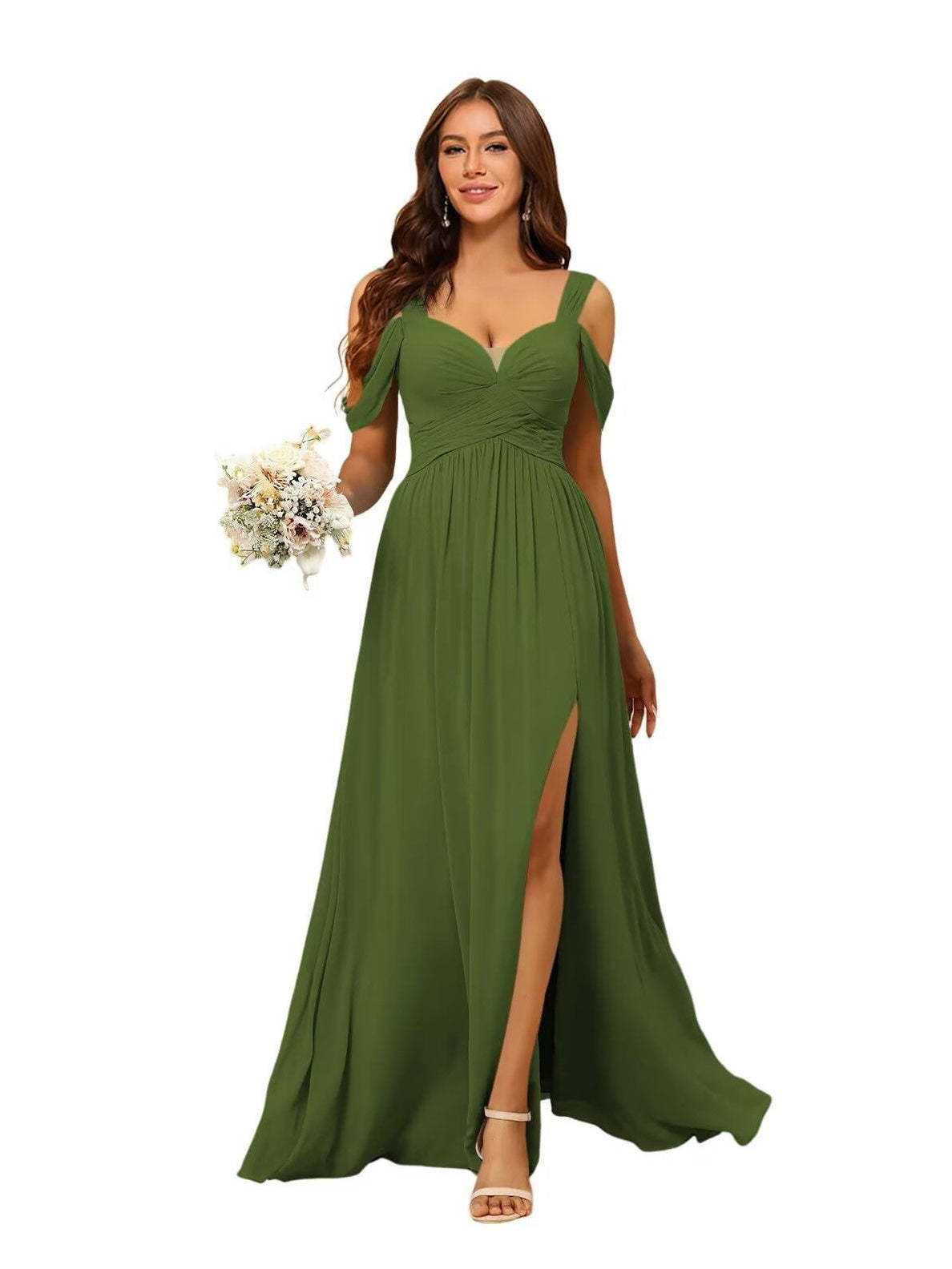 Sweetheart Sleeveless Floor-Length Chiffon Bridesmaid Dress in A-Line/Princess Style