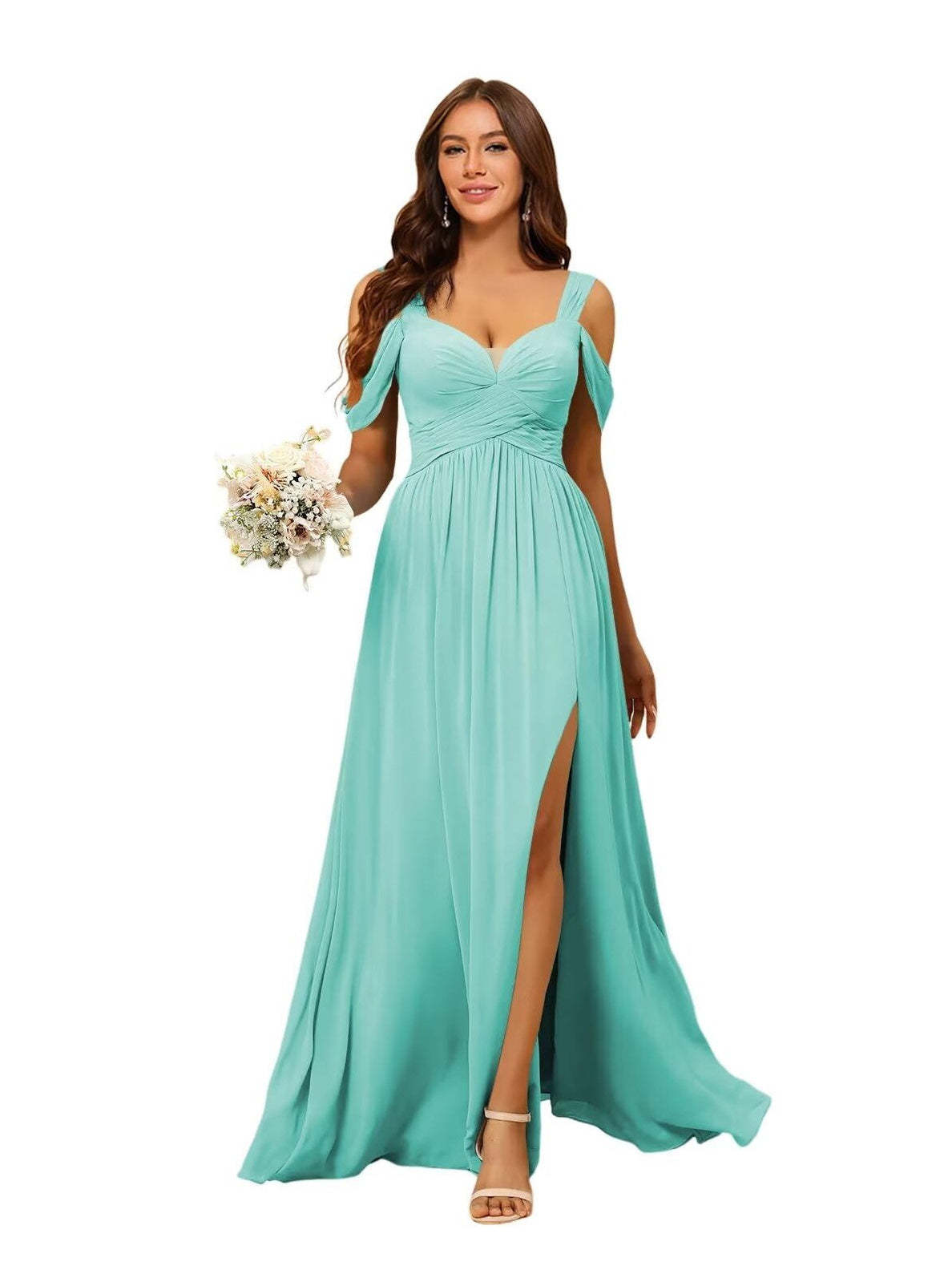 Sweetheart Sleeveless Floor-Length Chiffon Bridesmaid Dress in A-Line/Princess Style