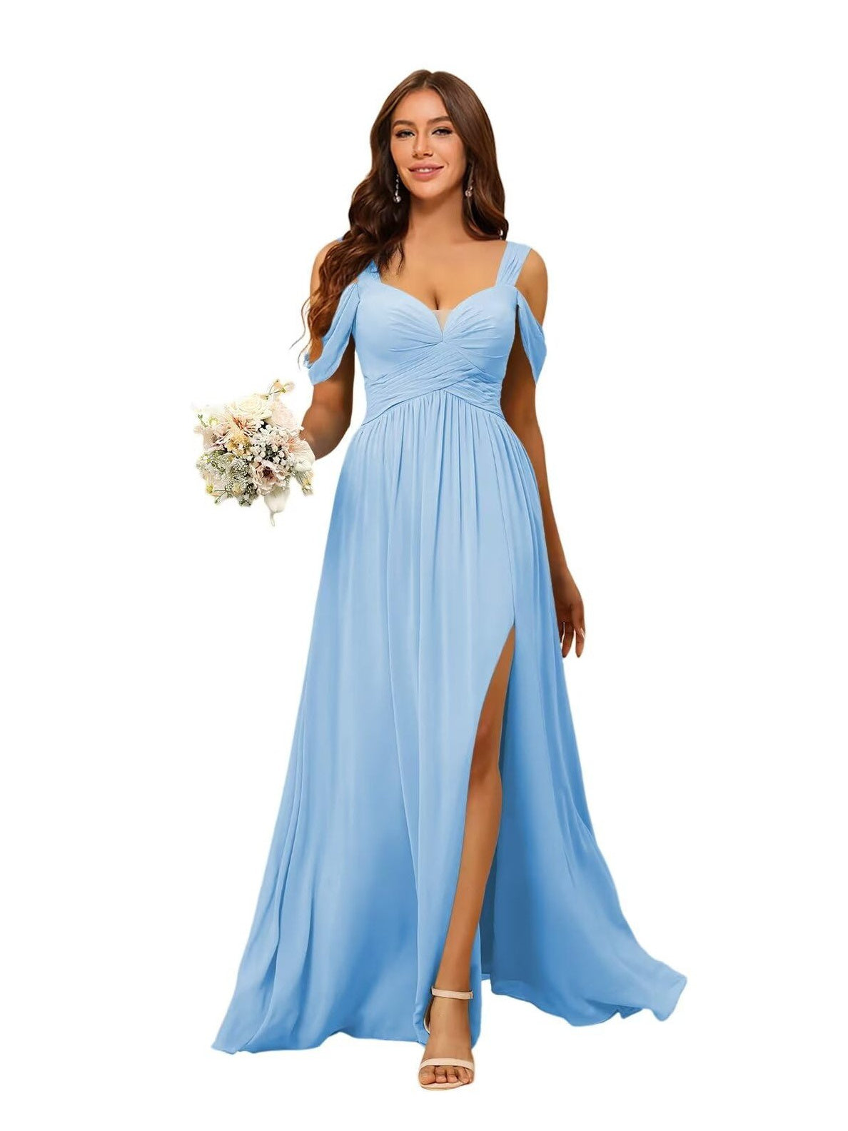 Sweetheart Sleeveless Floor-Length Chiffon Bridesmaid Dress in A-Line/Princess Style