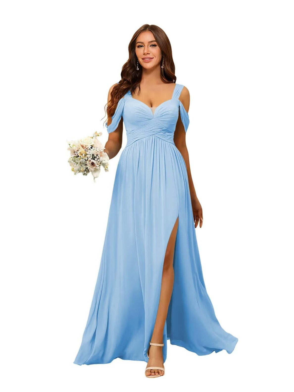 Sweetheart Sleeveless Floor-Length Chiffon Bridesmaid Dress in A-Line/Princess Style