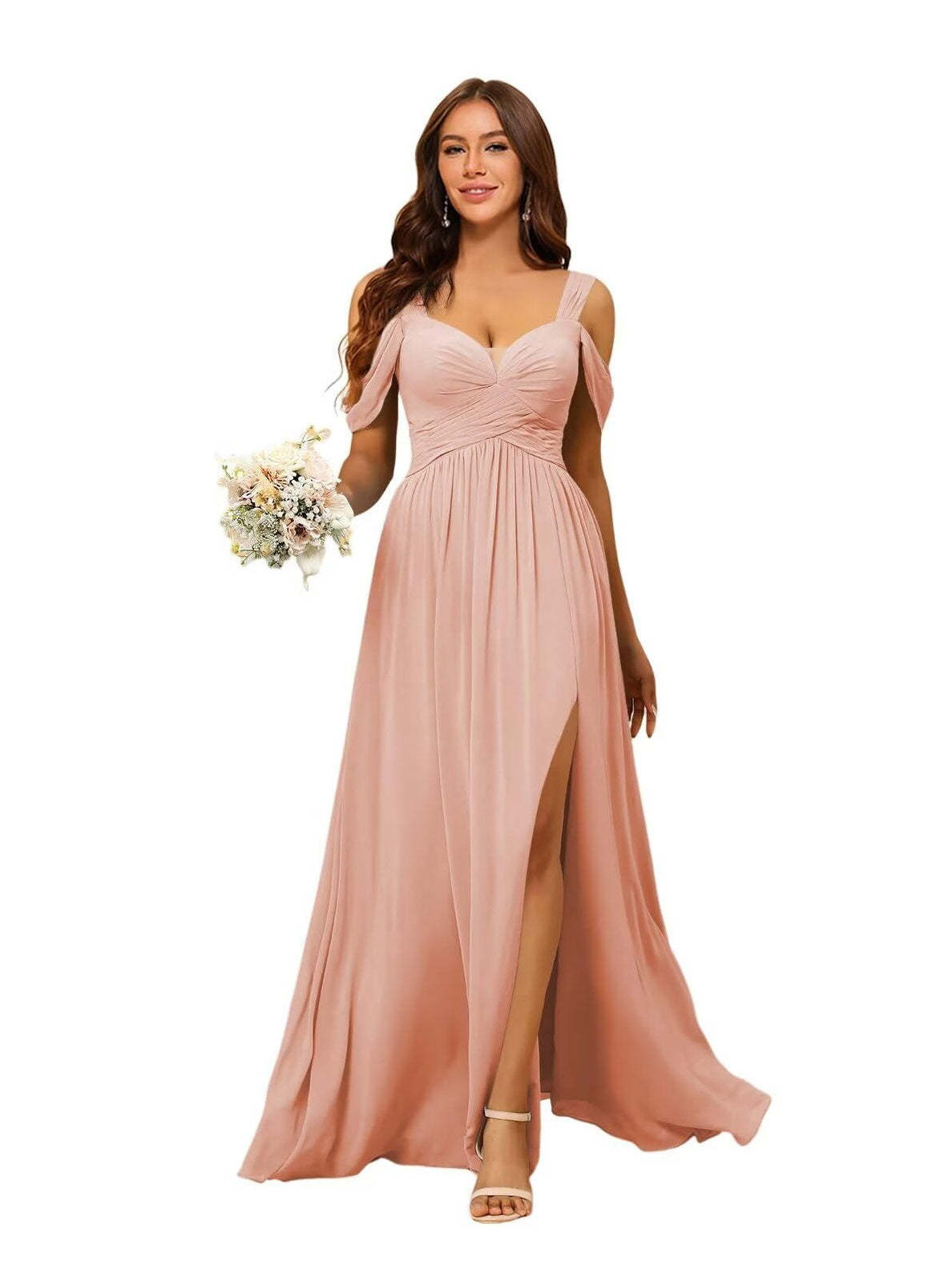 Sweetheart Sleeveless Floor-Length Chiffon Bridesmaid Dress in A-Line/Princess Style