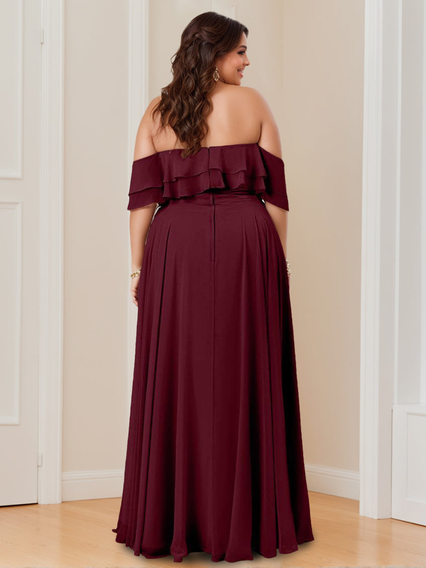 Floor-Length Off-the-Shoulder Princess Bridesmaid Dresses with Ruched A-Line