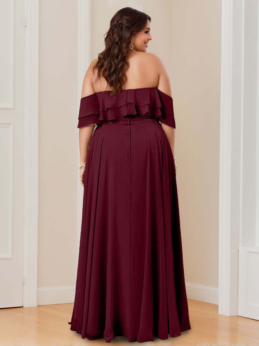 Floor-Length Off-the-Shoulder Princess Bridesmaid Dresses with Ruched A-Line
